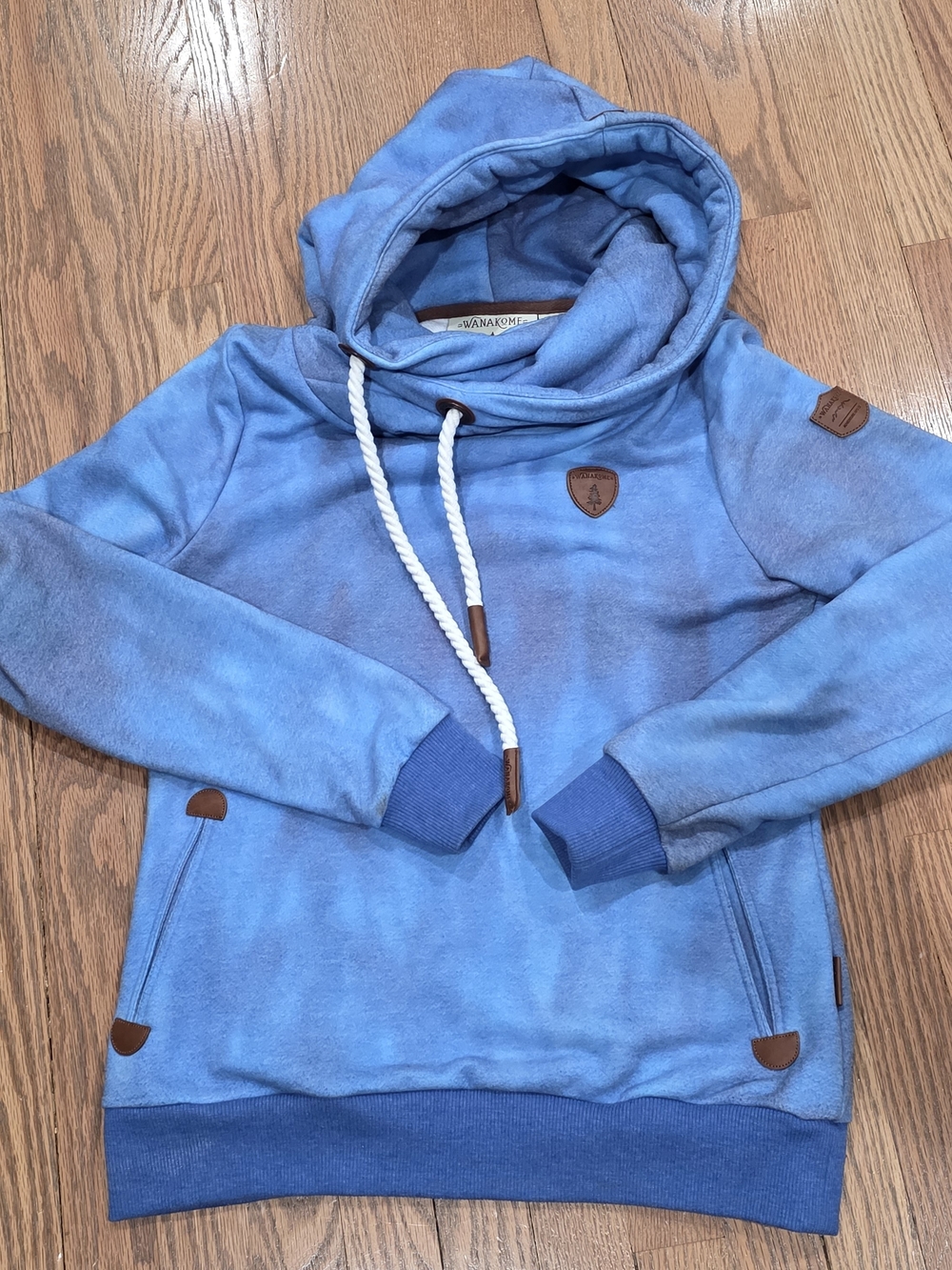 Wanakome Artemis Women's Cowl Neck Hoodie - Light Blue Melange - Size Medium